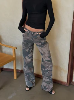 Audrine army jeans - Brun/grøn