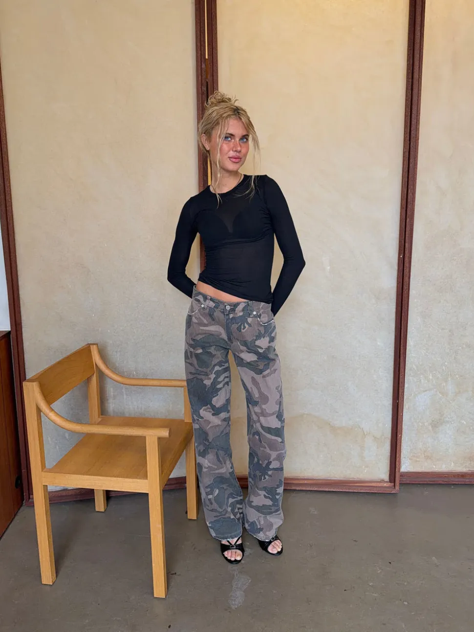 Audrine army jeans - Brun/grøn