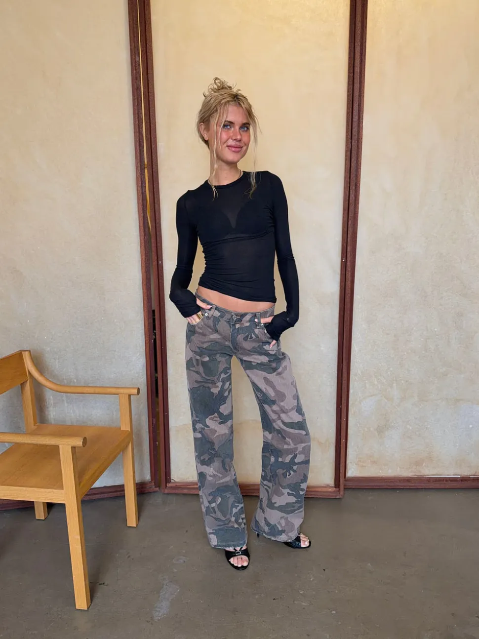 Audrine army jeans - Brun/grøn