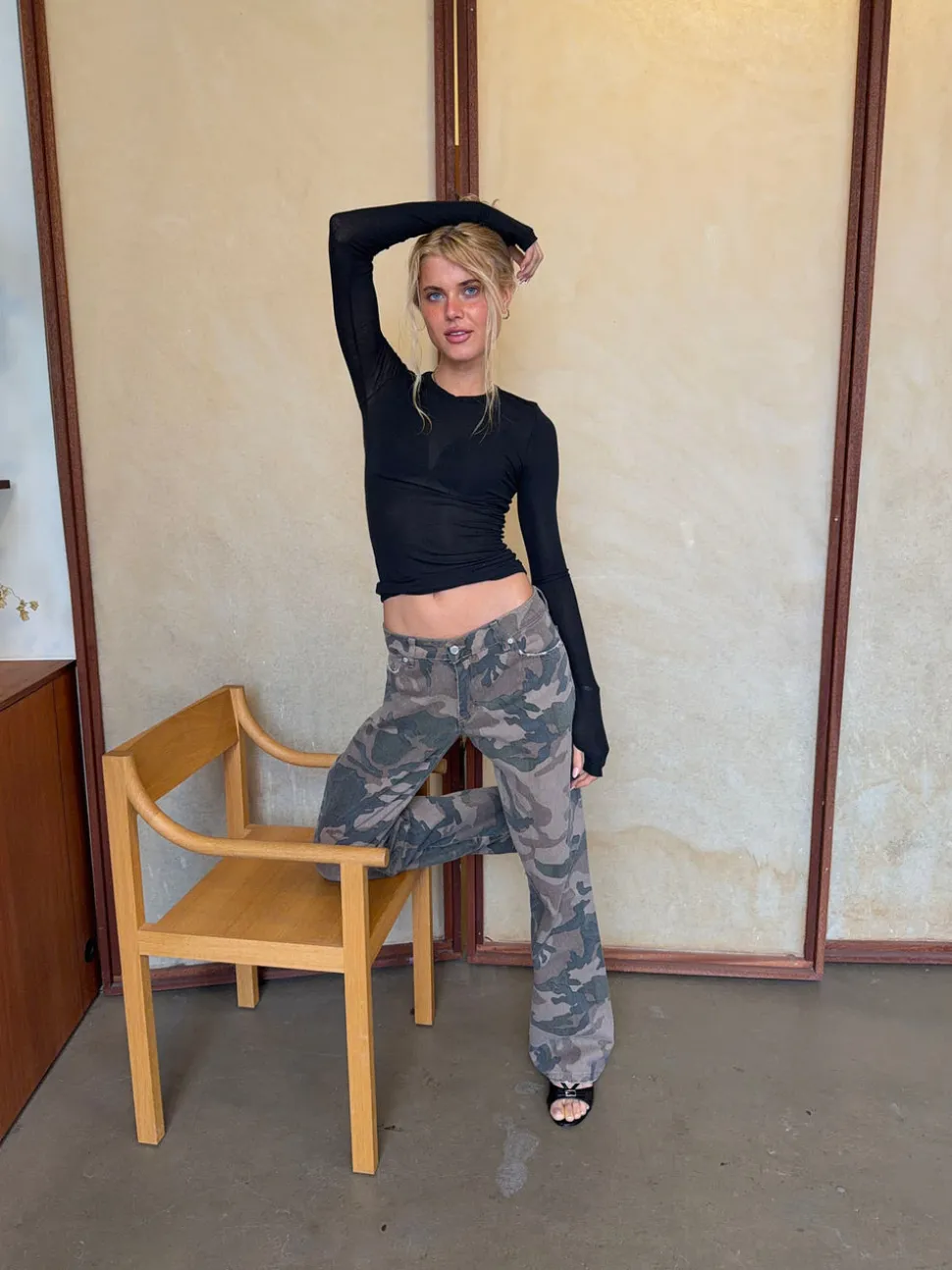 Audrine army jeans - Brun/grøn