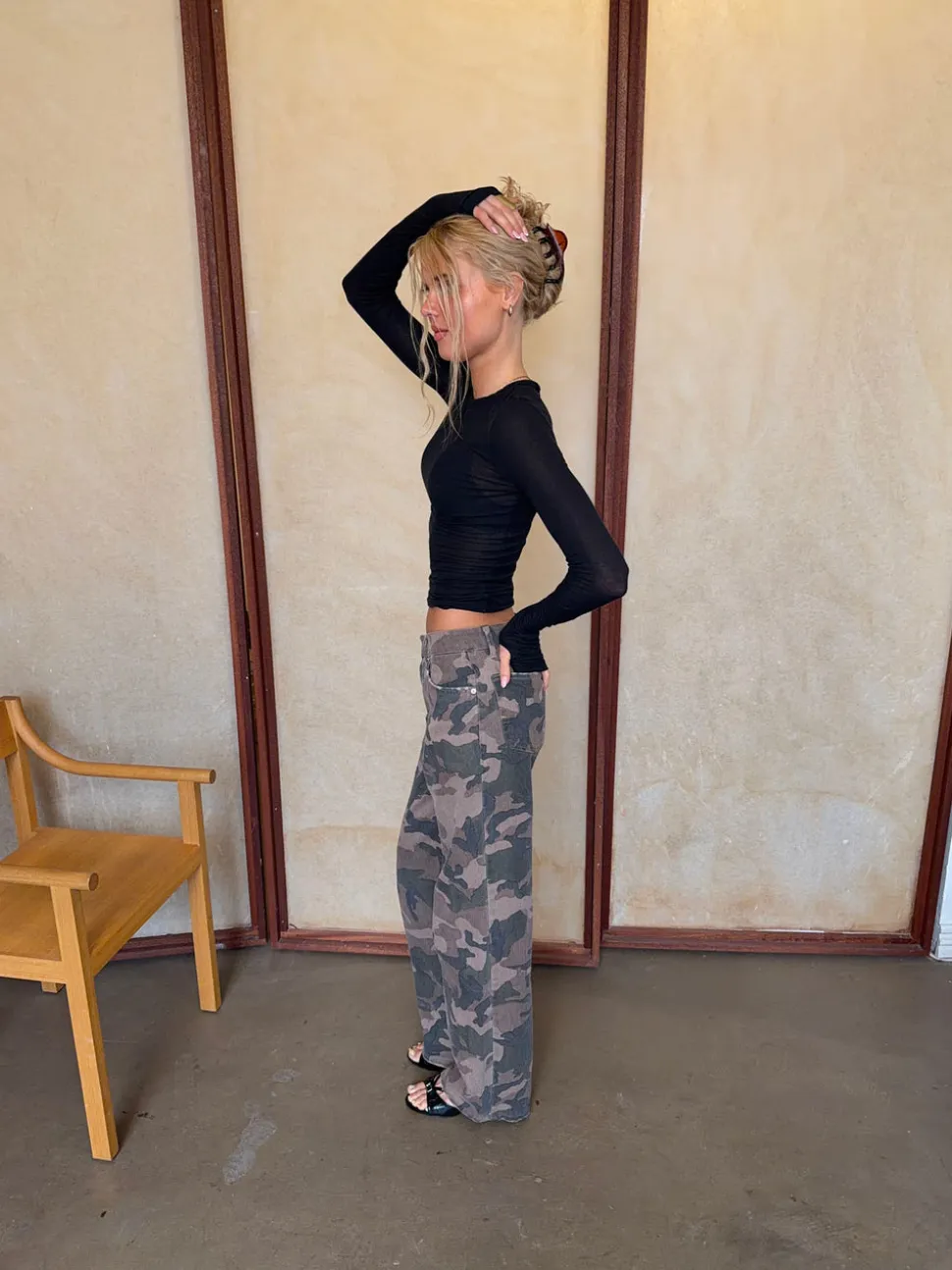Audrine army jeans - Brun/grøn