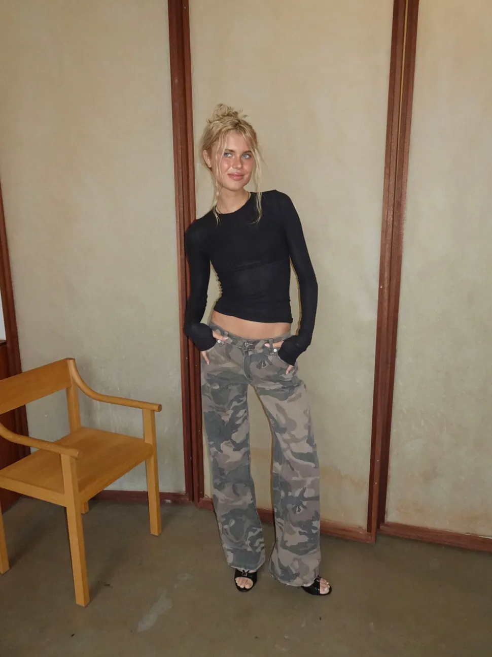 Audrine army jeans - Brun/grøn