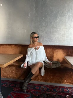 Aveline off shoulder kjole - Hvid