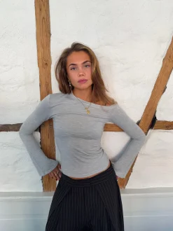 Aven one shoulder bluse - Lysegrå