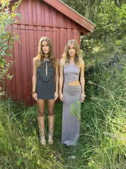 Baili maxi kjole med snit - Taupe