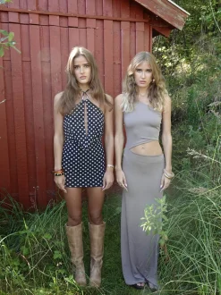 Baili maxi kjole med snit - Taupe