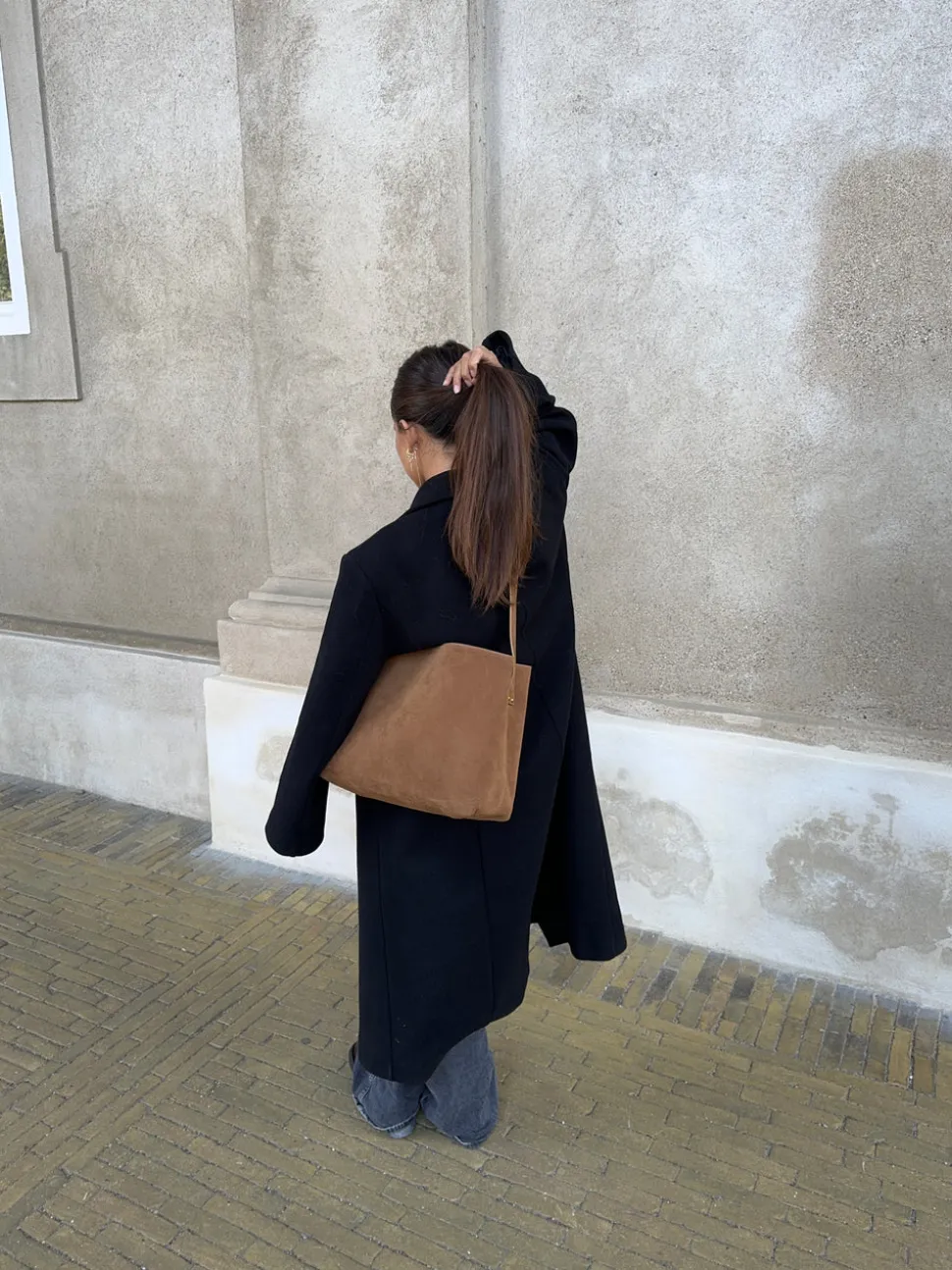 Barcelona skuldertaske i ruskind - Brun