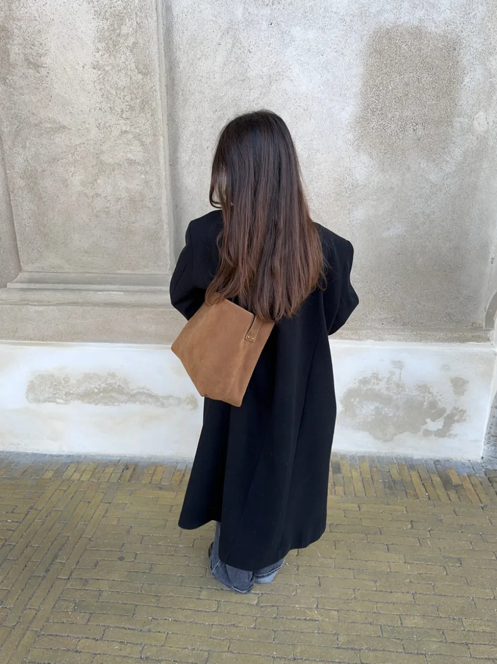 Barcelona skuldertaske i ruskind - Brun