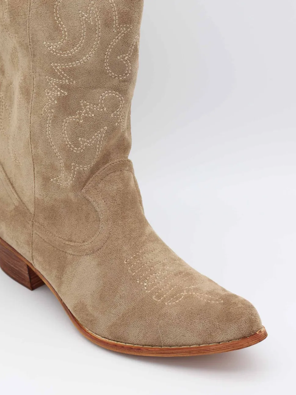 Bassau Cowboystøvler i beige imiteret ruskind