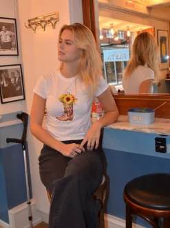 Be my sunflower baby tee - Hvid