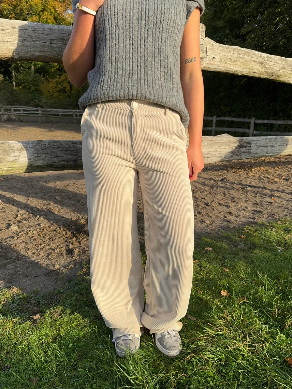 Betsy baggy fløjlsbukser - Off white