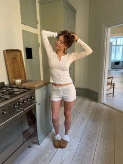 Bianca pyjamasshorts i rib - Off white