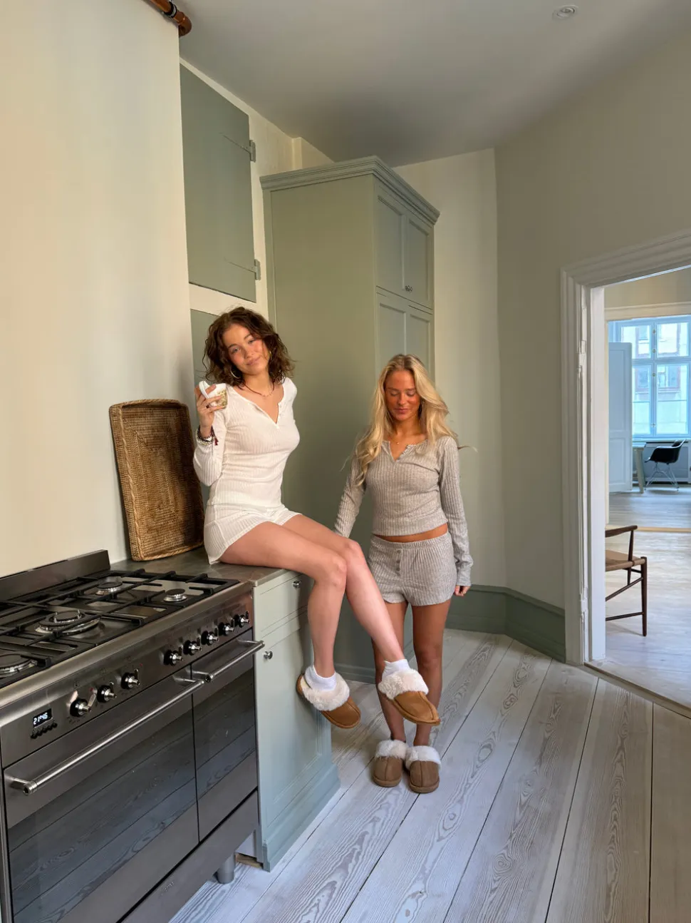Bianca pyjamasshorts i rib - Off white