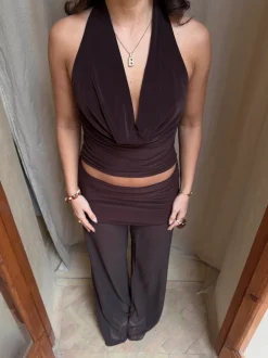 Bilana halternecktop - Brun