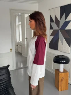 Blaine t-shirt med lange ærmer - Rød/hvid