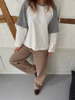 Blaine t-shirt med lange ærmer - Grå/hvid