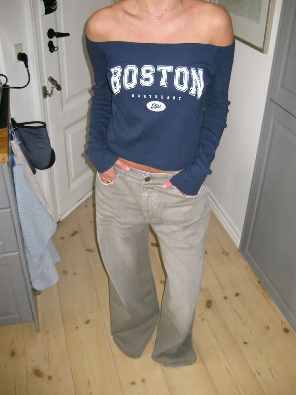 Boston off-shoulder bluse - Blå