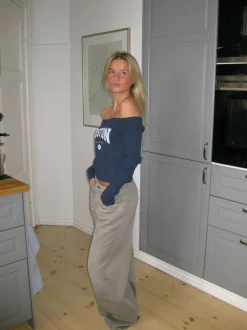 Boston off-shoulder bluse - Blå