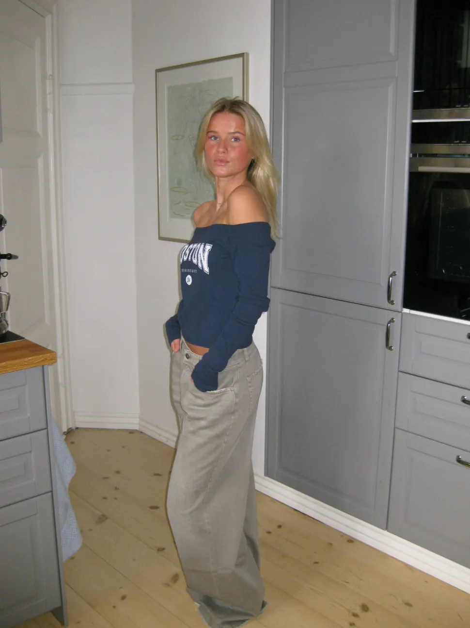 Boston off-shoulder bluse - Blå