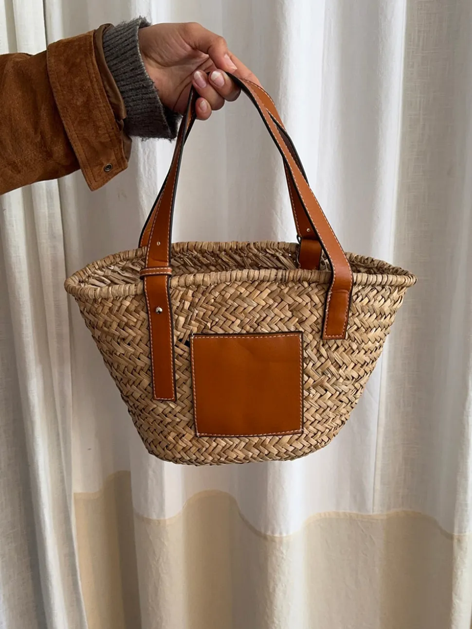 Botalia strandtaske i flet - Beige