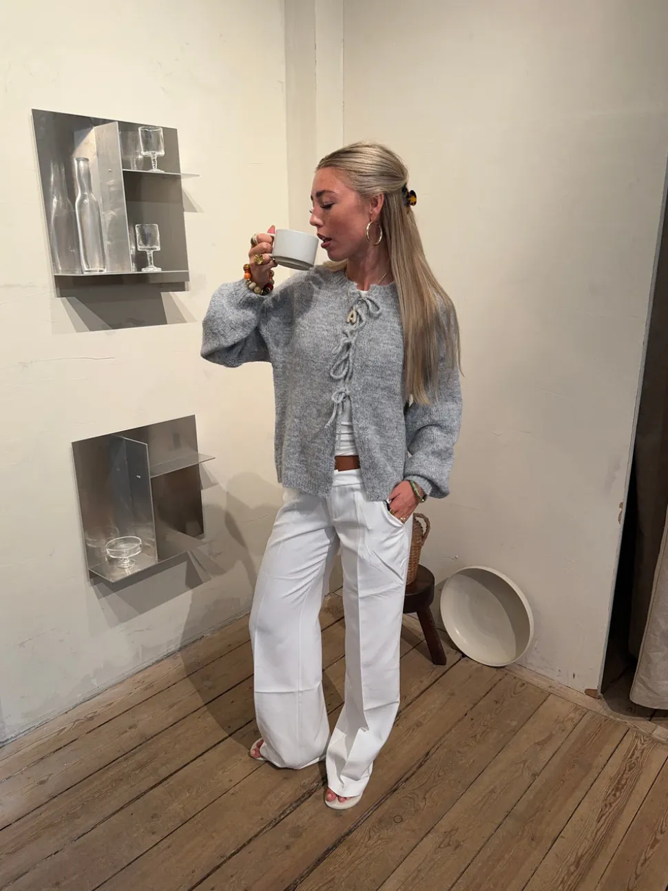 Britney lavtaljede suit bukser - Hvid