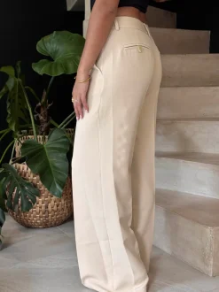 Britney lavtaljede suit bukser - Beige