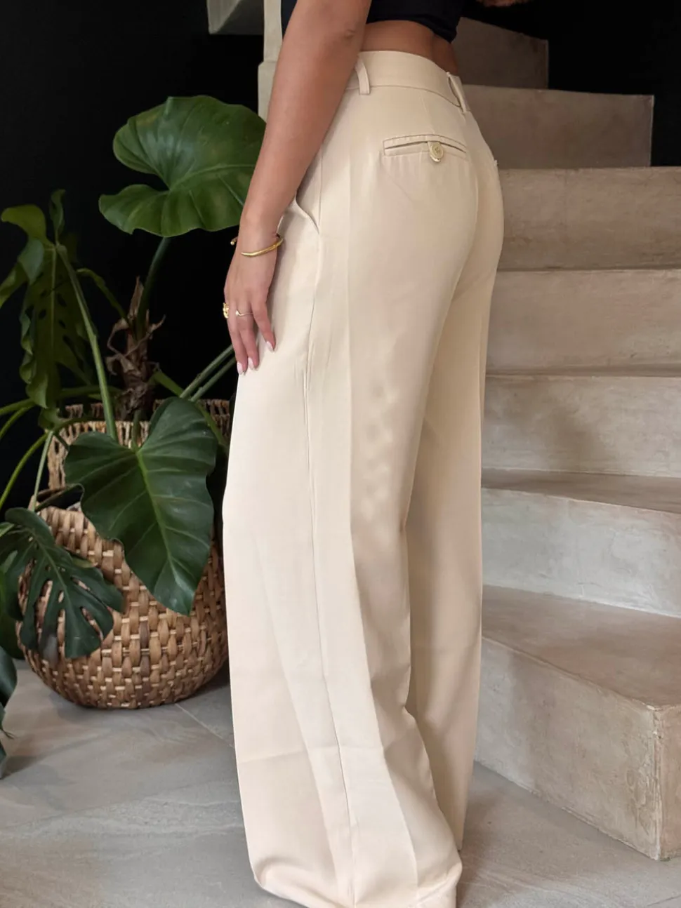 Britney lavtaljede suit bukser - Beige
