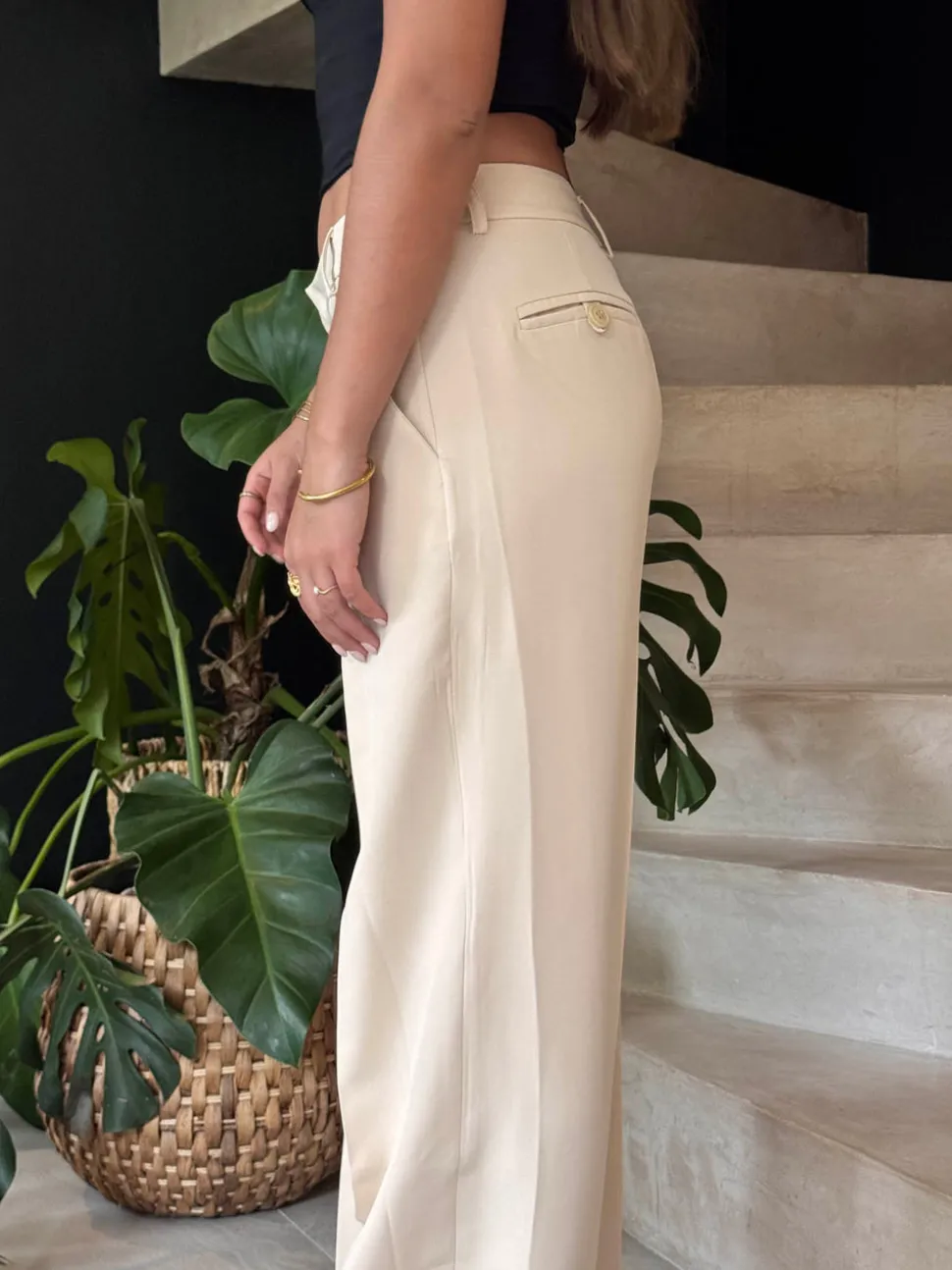 Britney lavtaljede suit bukser - Beige