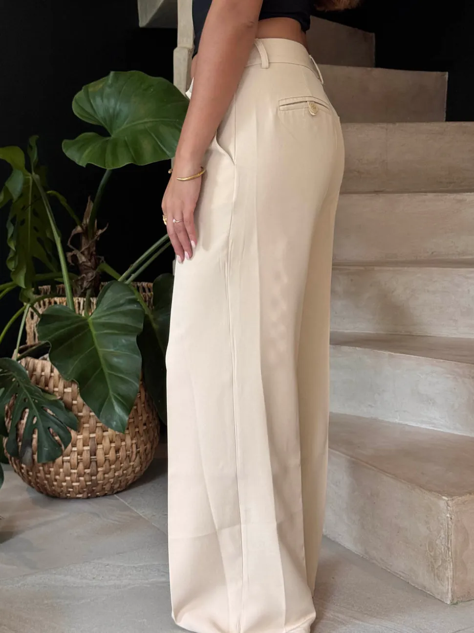 Britney lavtaljede suit bukser - Beige