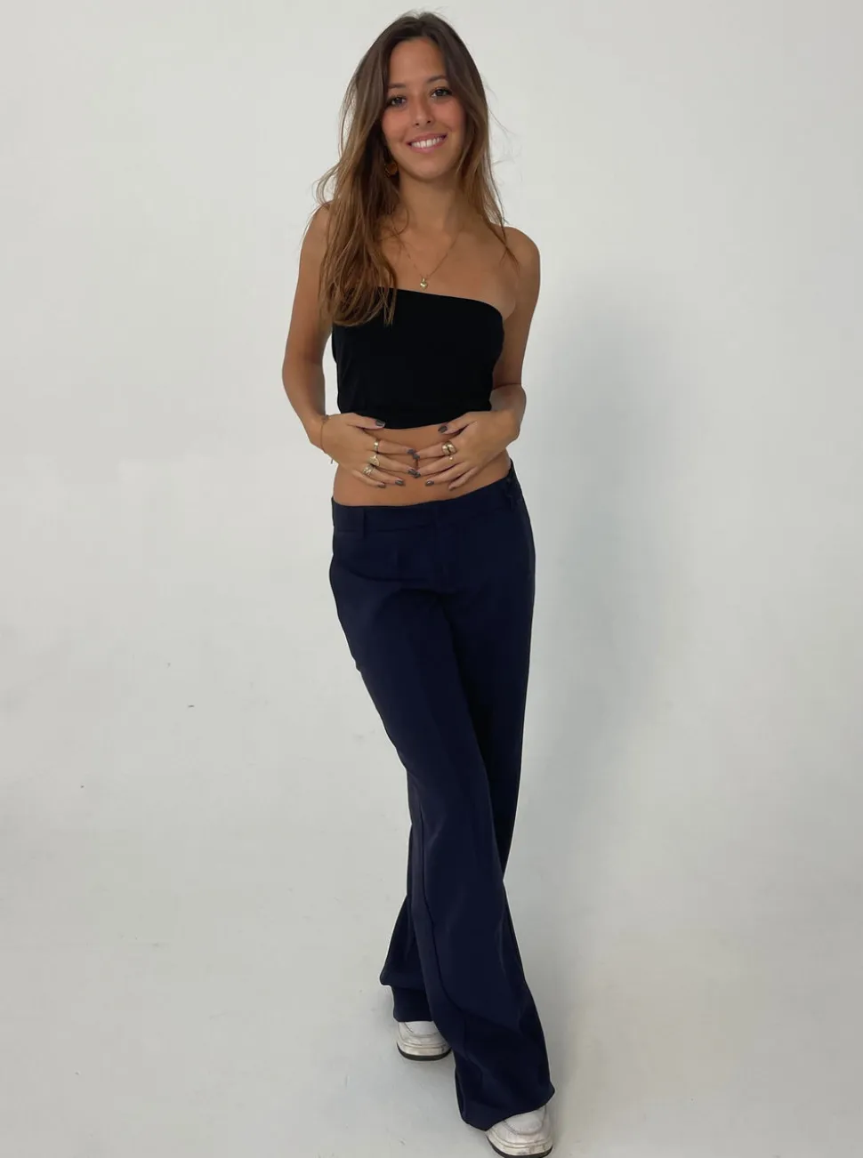 Britney lavtaljede suit bukser - navy