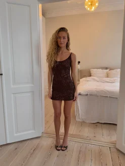 Brutona kjole med palietter - Brun