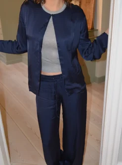 Callie satin cardigan - Navy
