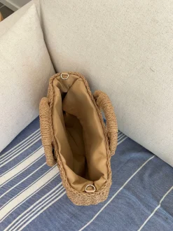 Capua flettet taske med strop - Beige