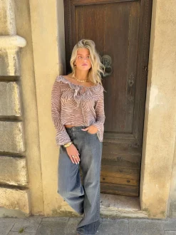 Capucine bluse med zebraprint - Brun