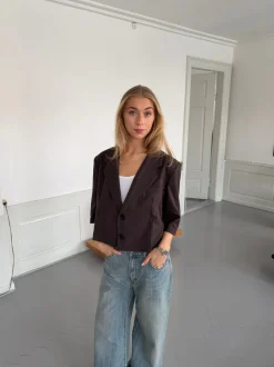 Carolyn cropped blazer - Brun