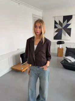 Carolyn cropped blazer - Brun
