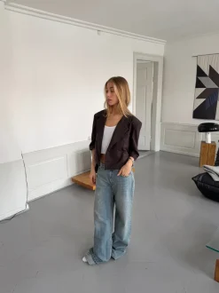 Carolyn cropped blazer - Brun
