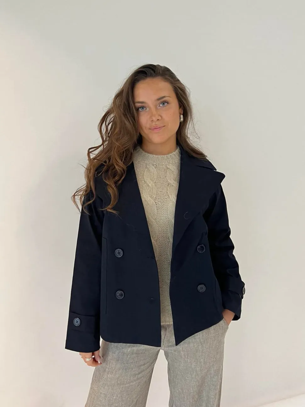 Catinka kort trenchcoat - Navy