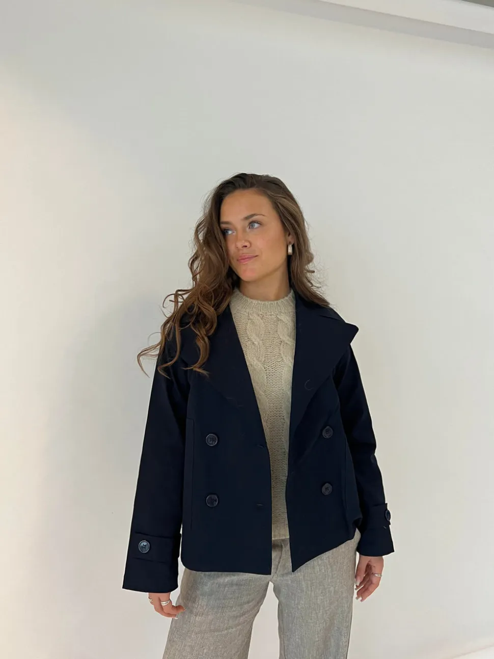Catinka kort trenchcoat - Navy