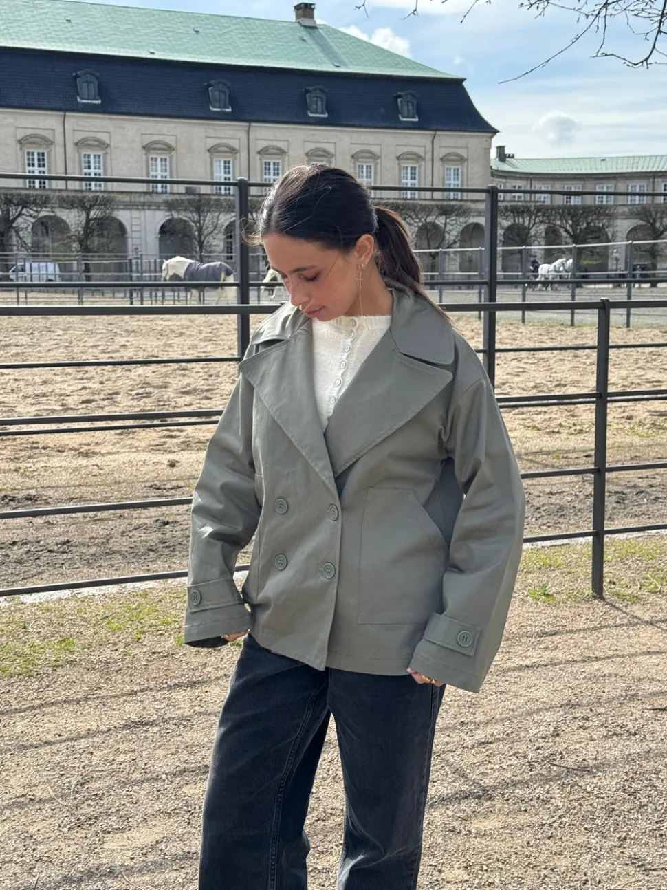 Catinka kort trenchcoat - Kaki