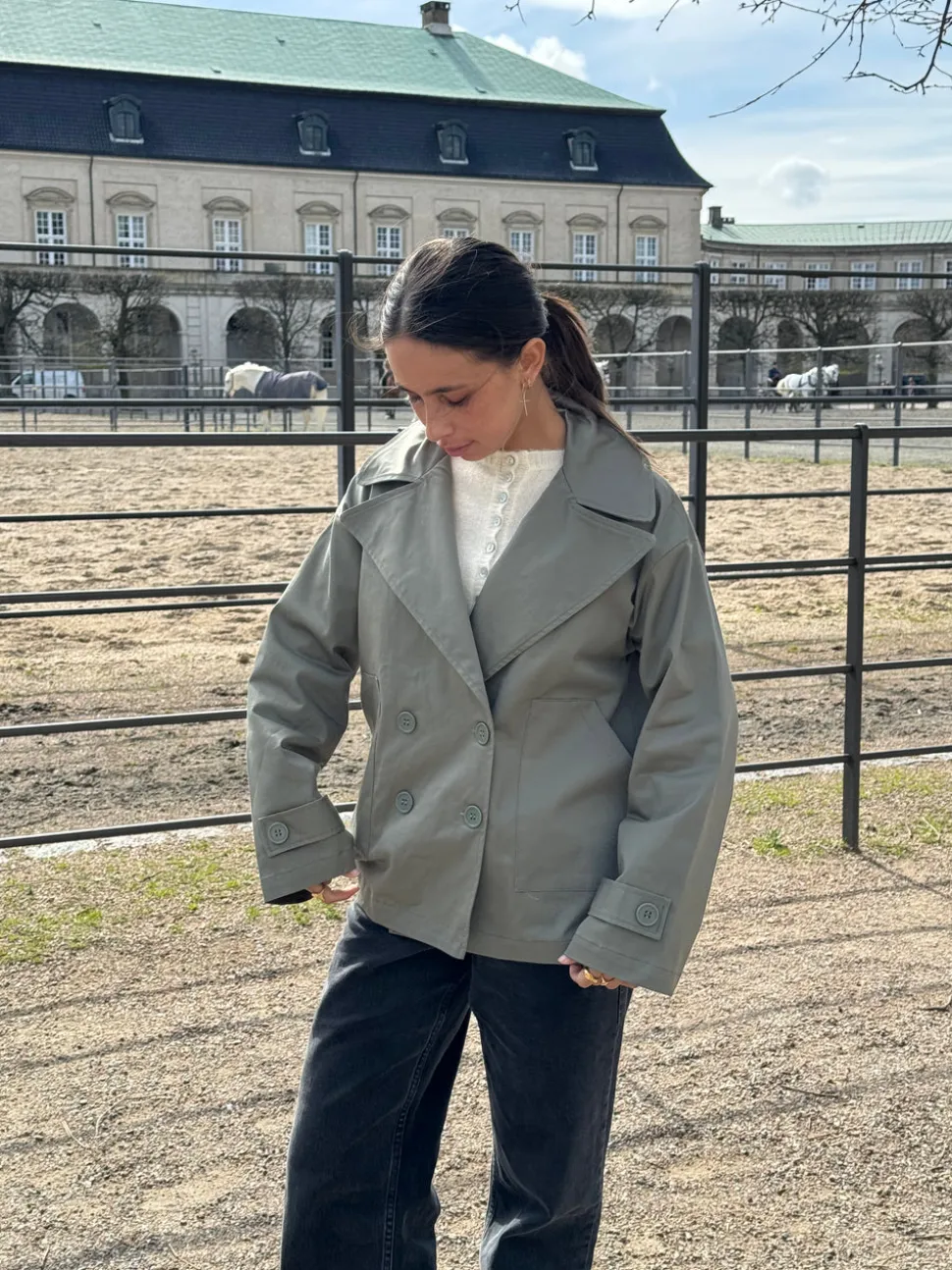 Catinka kort trenchcoat - Kaki