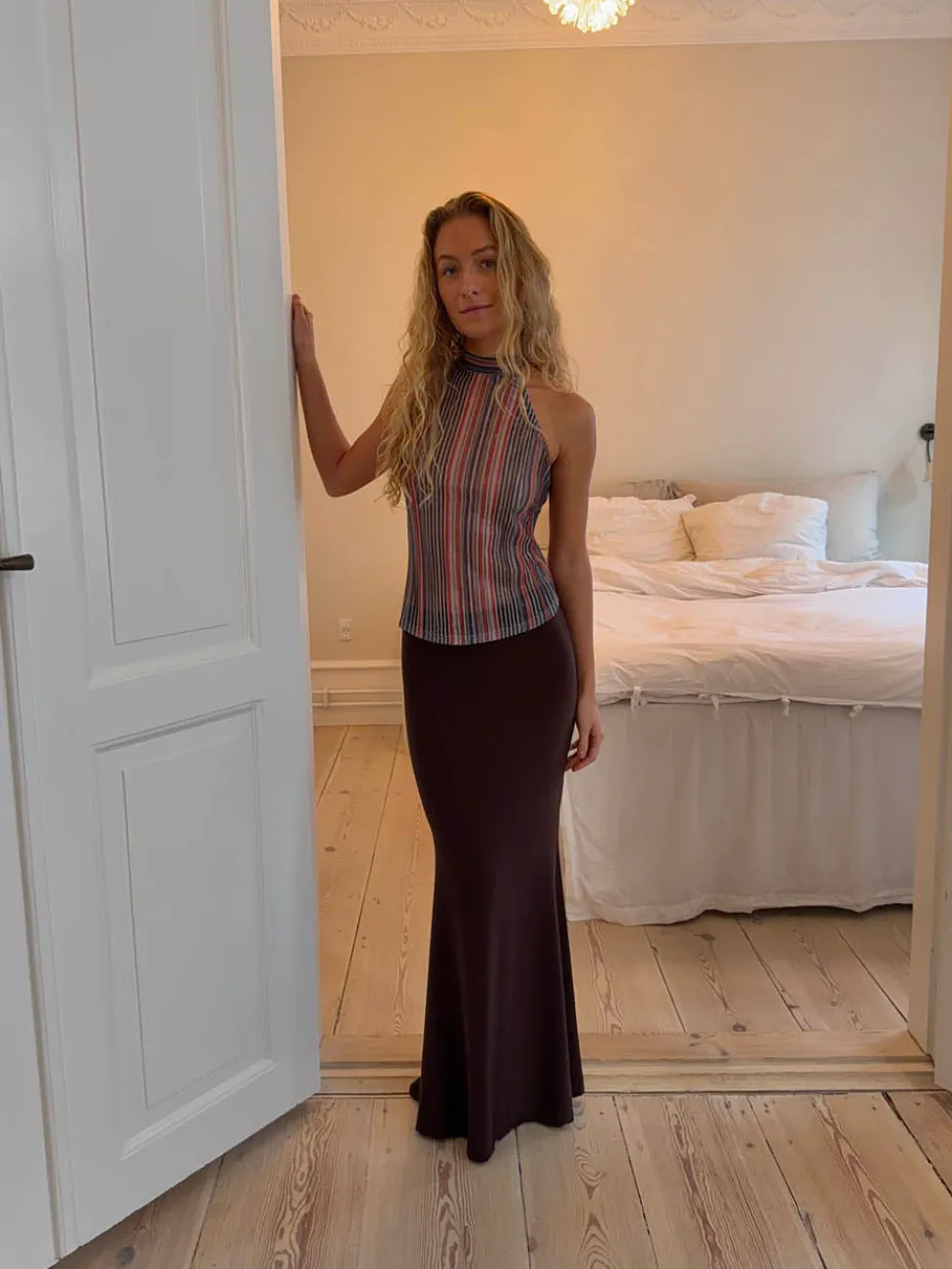 Chifona maxinederdel - Brun