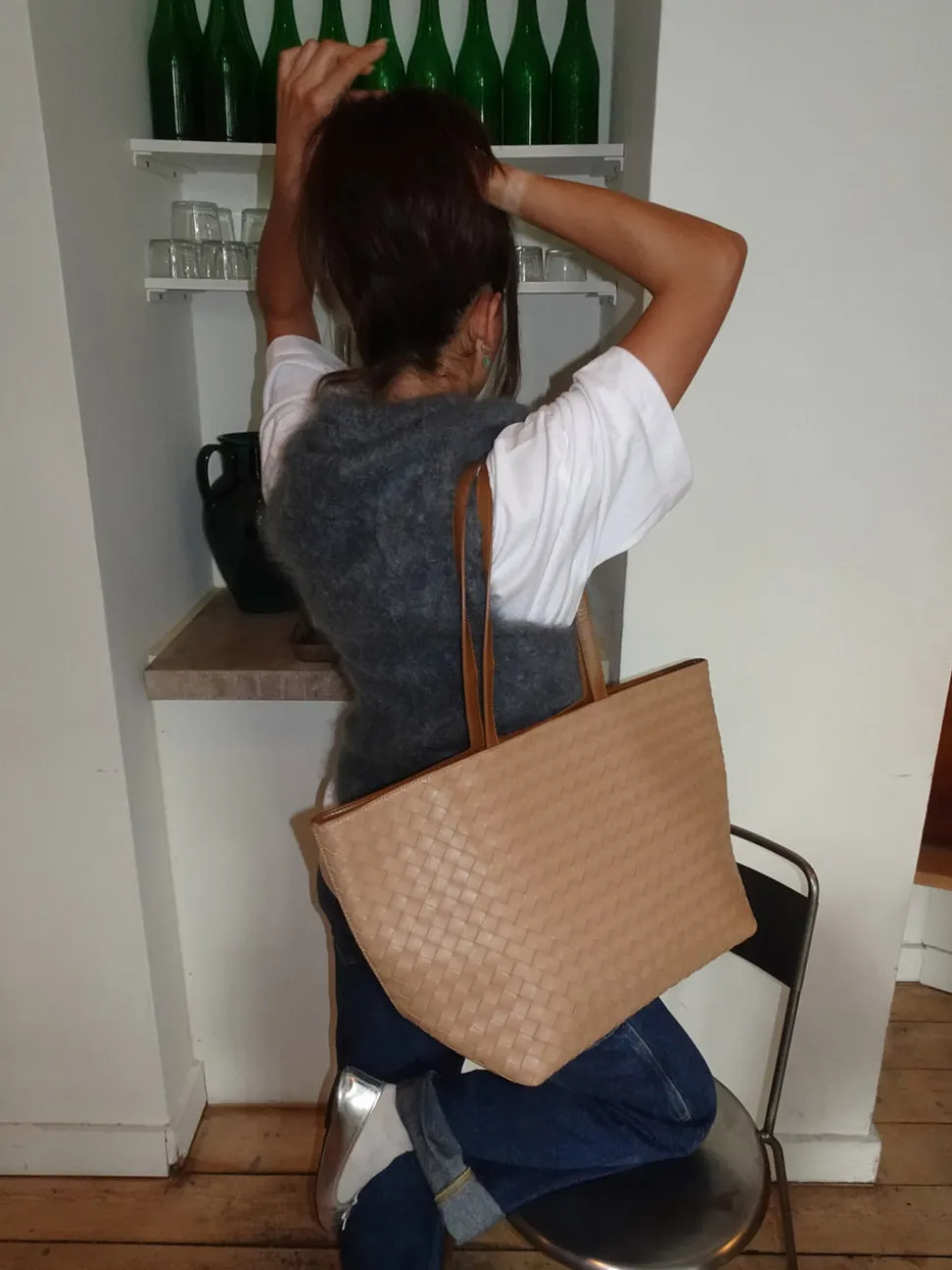Chili flettet taske - Beige