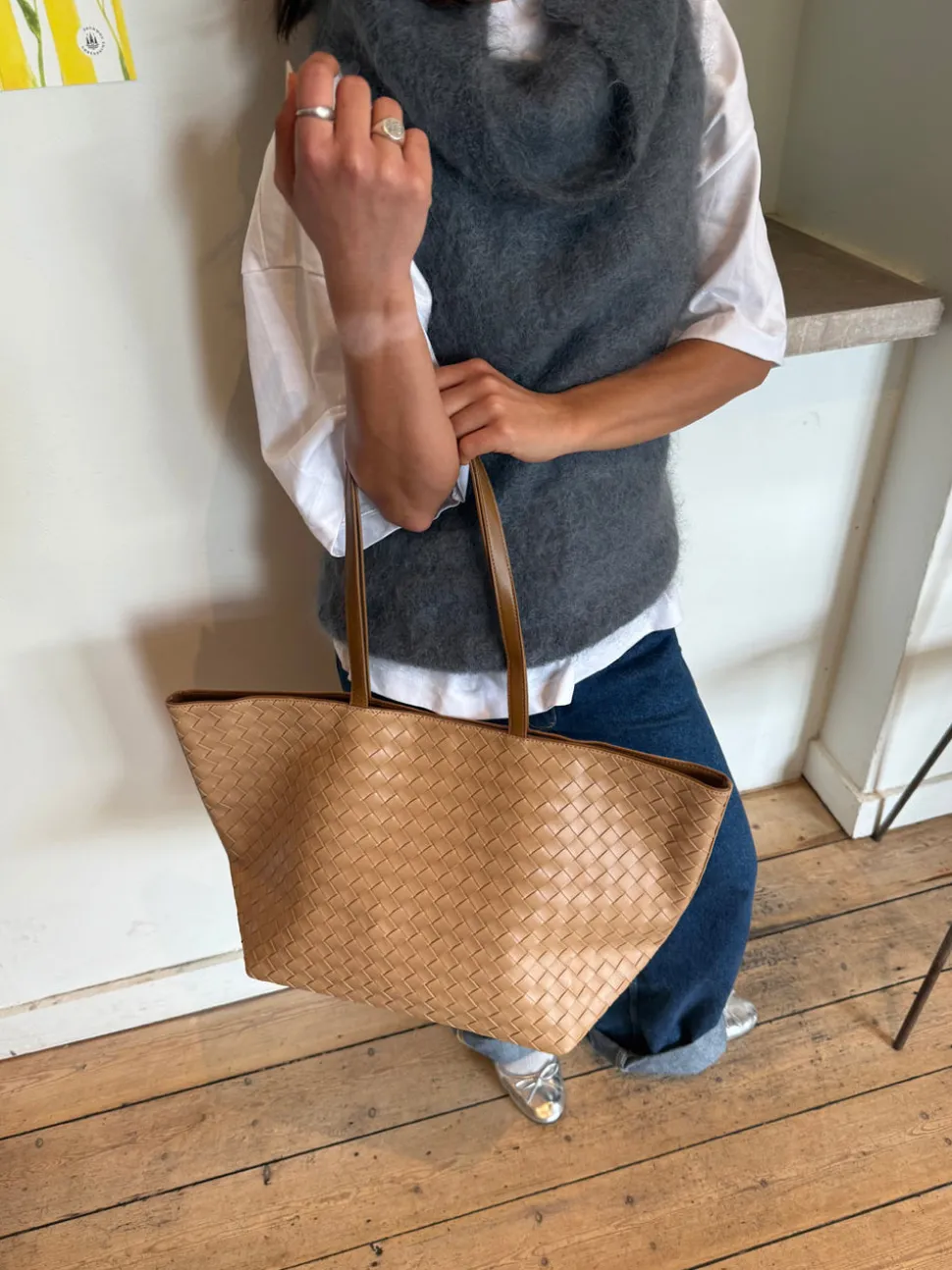 Chili flettet taske - Beige