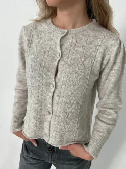 Cilla strikket cardigan - Lysegrå