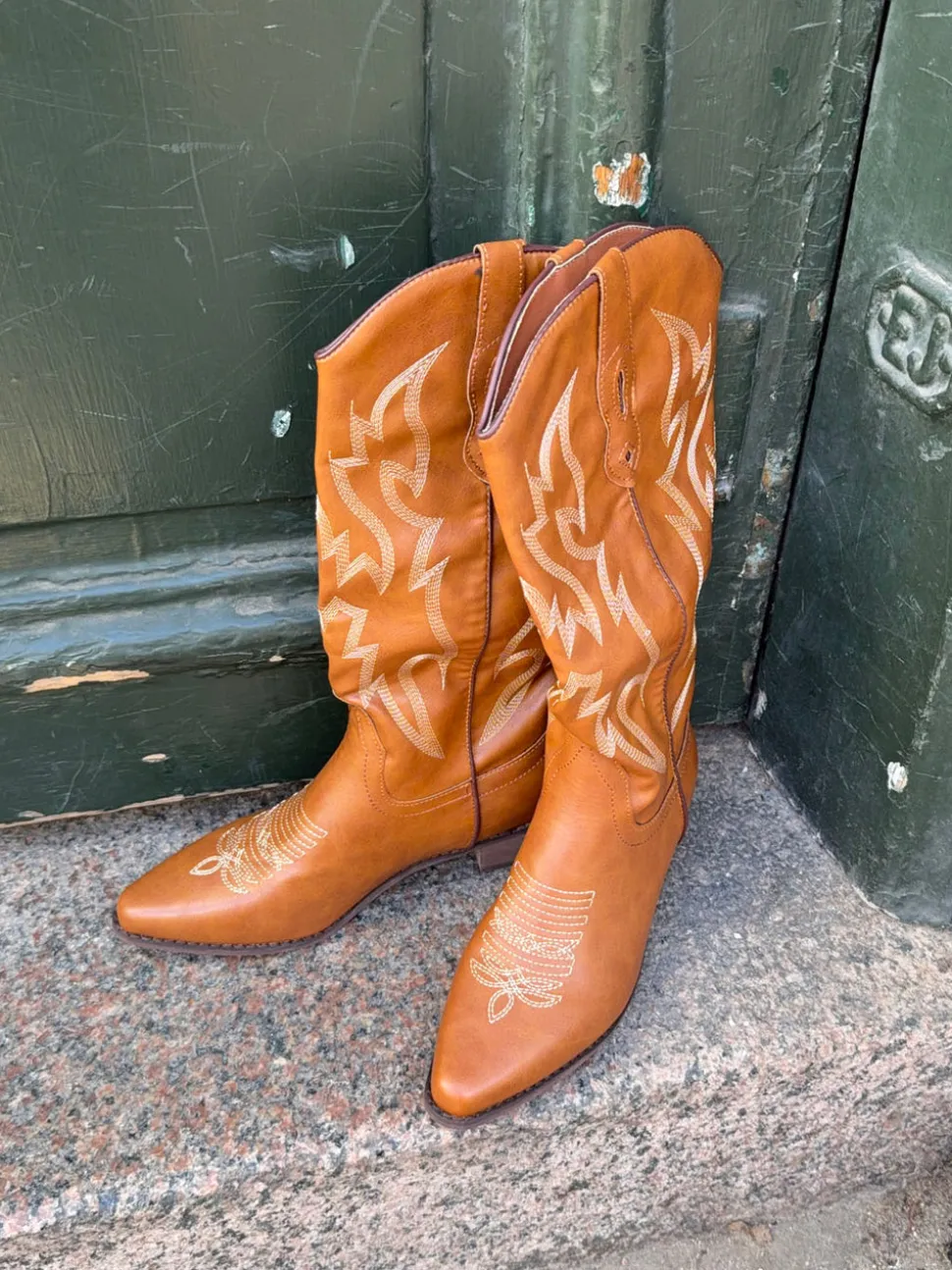 Cille cowboystøvler i imiteret læder - Brun