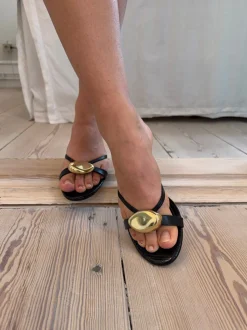 Cleopatra minihæle med gulddetalje - Sort