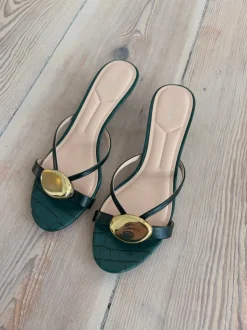Cleopatra minihæle med gulddetalje - Grøn