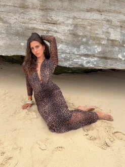 Colua kjole i leopard print - Brun
