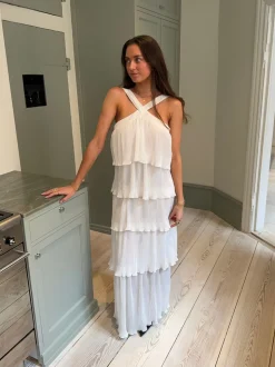 Daicy kjole med flæser - Hvid